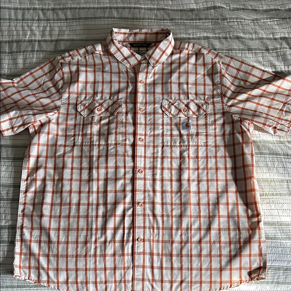 Carhartt Men's Orange Plaid Shirt
